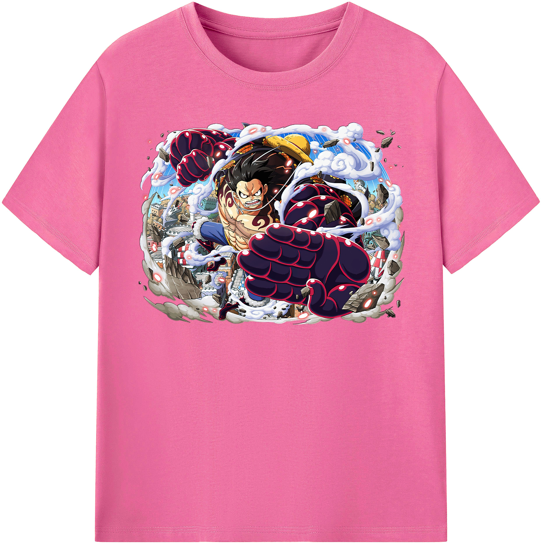 ワンピース モンキー・D・ルフィ ONE PIECE Monkey D. Luffy レディースカジュアルプリントTシャツ（綿100％）